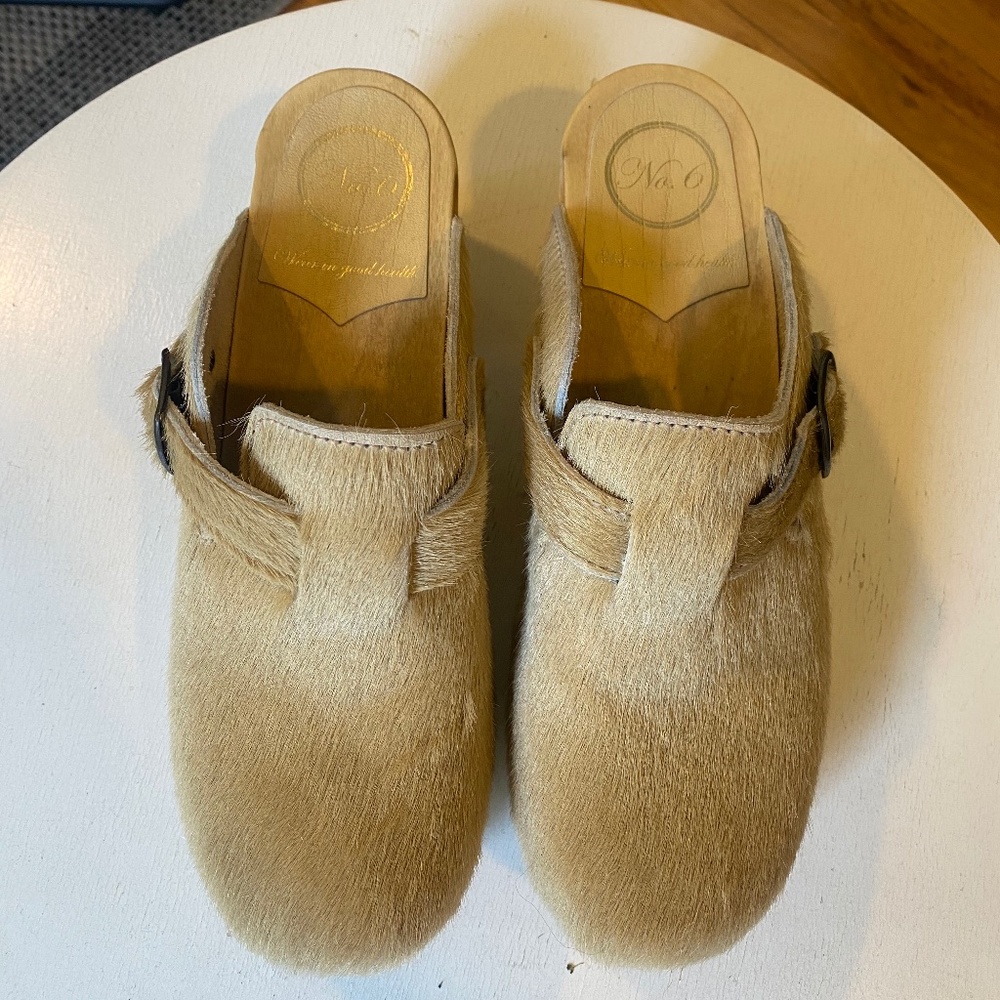 No.6 Mid Heel Clogs Pony hair size 40
